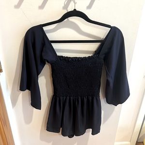 Navy blue off the shoulder romper
